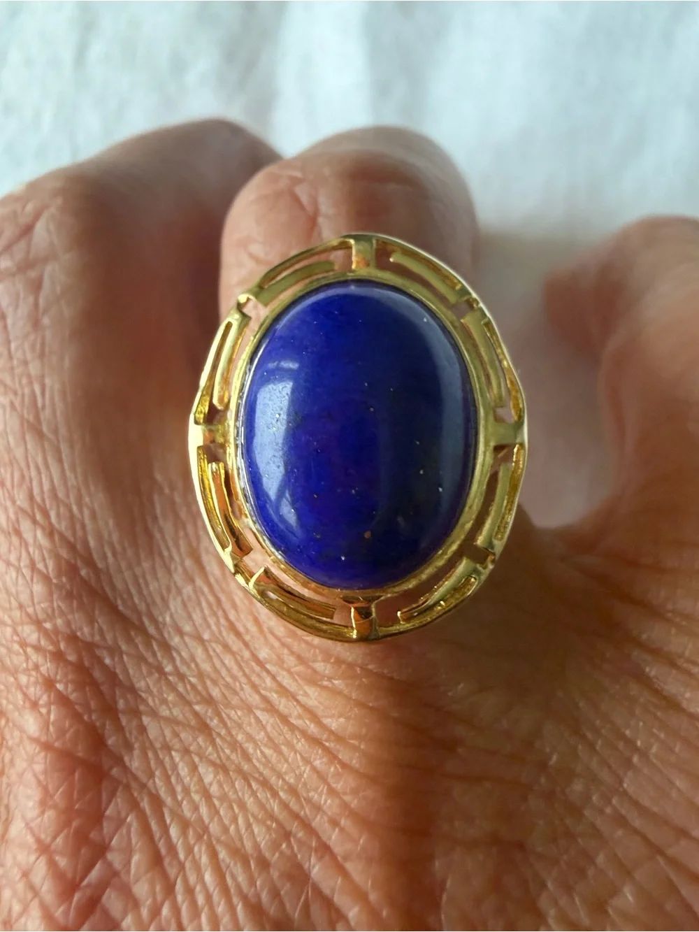 14K Gold Deep Blue Lapis Lazuli - Statement Ring